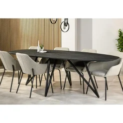 Ovale Eettafels-Giga Living Eettafel Zwart Acaciahout - Ovaal - 240x110x76cm - Langford
