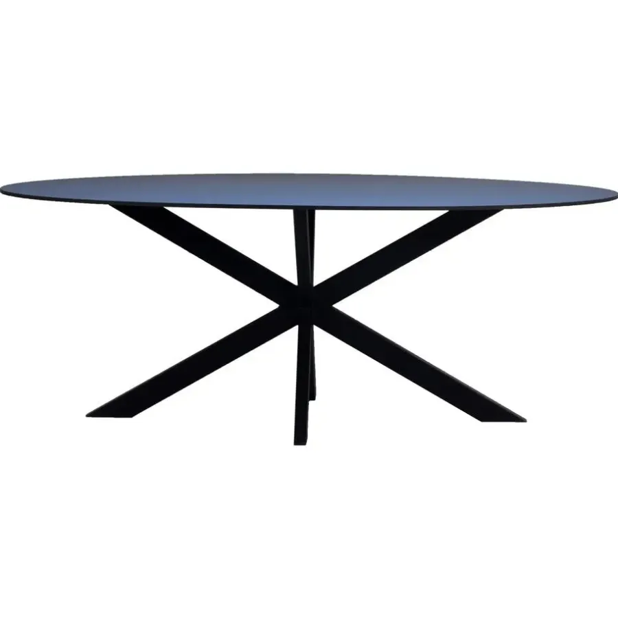Ovale Eettafels-Giga Meubel Eettafel Zwart Fenix Metaal - 200x90x76cm - Harper
