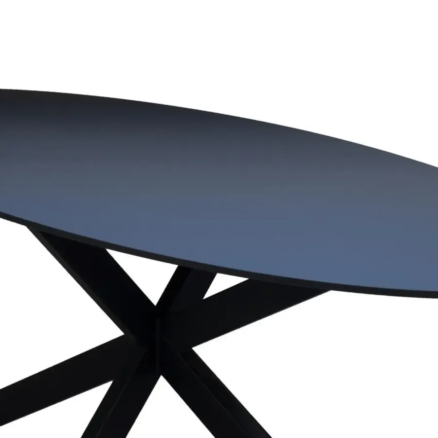 Ovale Eettafels-Giga Meubel Eettafel Zwart Fenix Metaal - 200x90x76cm - Harper