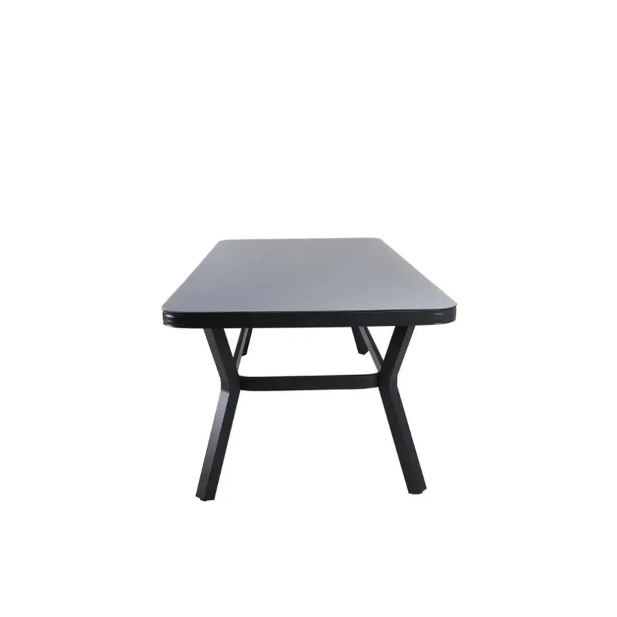 Fjôrd Eettafel Zwart Grijs Glas - 200x100x74cm - Virya