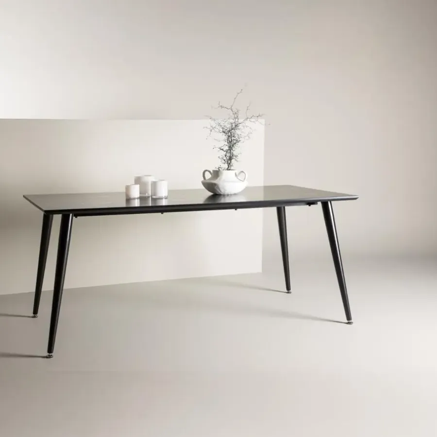 Fjôrd Eettafel Zwart Hout - 180x90x75cm - Dipp