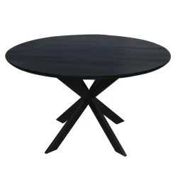Industriële Eettafels|Ronde Eettafels-StarFurn Eettafel Zwart Hout - 130x130x76cm - Ferris