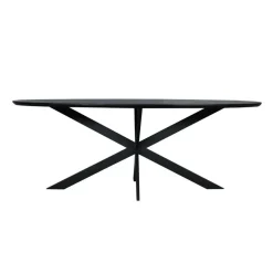 Industriële Eettafels|Ovale Eettafels-StarFurn Eettafel Zwart Hout - 210x100x76cm - Ferris