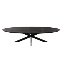 Industriële Eettafels-StarFurn Eettafel Zwart Hout/Metaal - 210x100x76cm - Brandy