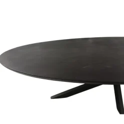 Industriële Eettafels-StarFurn Eettafel Zwart Hout/Metaal - 210x100x76cm - Brandy