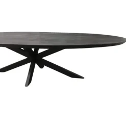 Industriële Eettafels-StarFurn Eettafel Zwart Hout/Metaal - 210x100x76cm - Brandy
