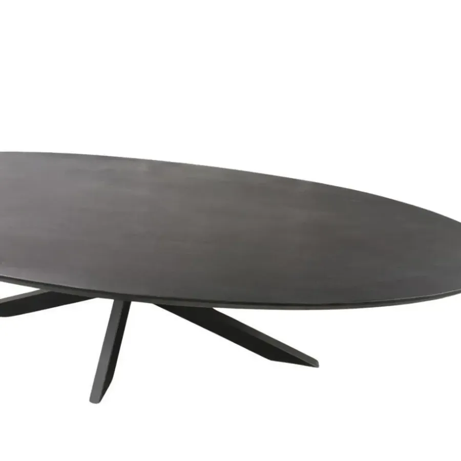 Industriële Eettafels-StarFurn Eettafel Zwart Hout/Metaal - 210x100x76cm - Brandy