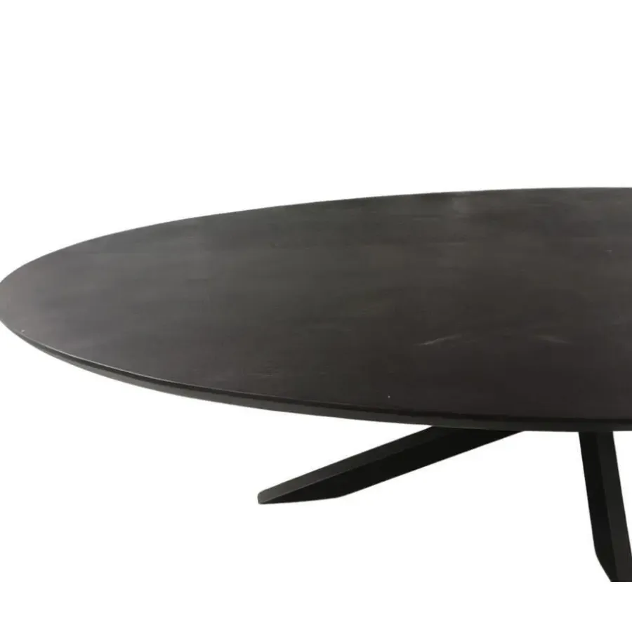 Industriële Eettafels|Ovale Eettafels-StarFurn Eettafel Zwart Hout/Metaal - 240x110x76cm - Brandy
