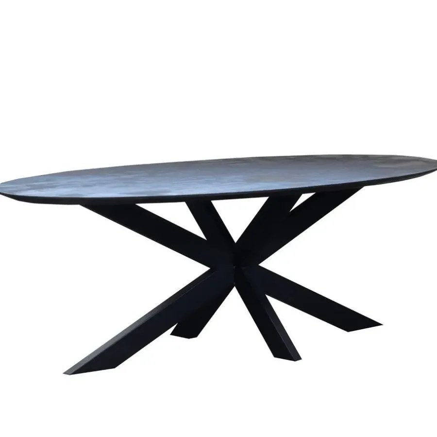 Giga Meubel Eettafel Zwart Mangohout - 200x100x78cm - Diamond