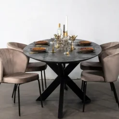 Giga Meubel Eettafel Zwart Mangohout - 200x100x78cm - Diamond