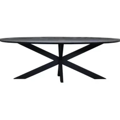 Giga Meubel Eettafel Zwart Mangohout - 200x100x78cm - Diamond