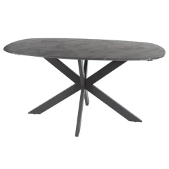 Giga Living Eettafel Zwart Marmerlook - 150x90x76cm - Deens Ovaal