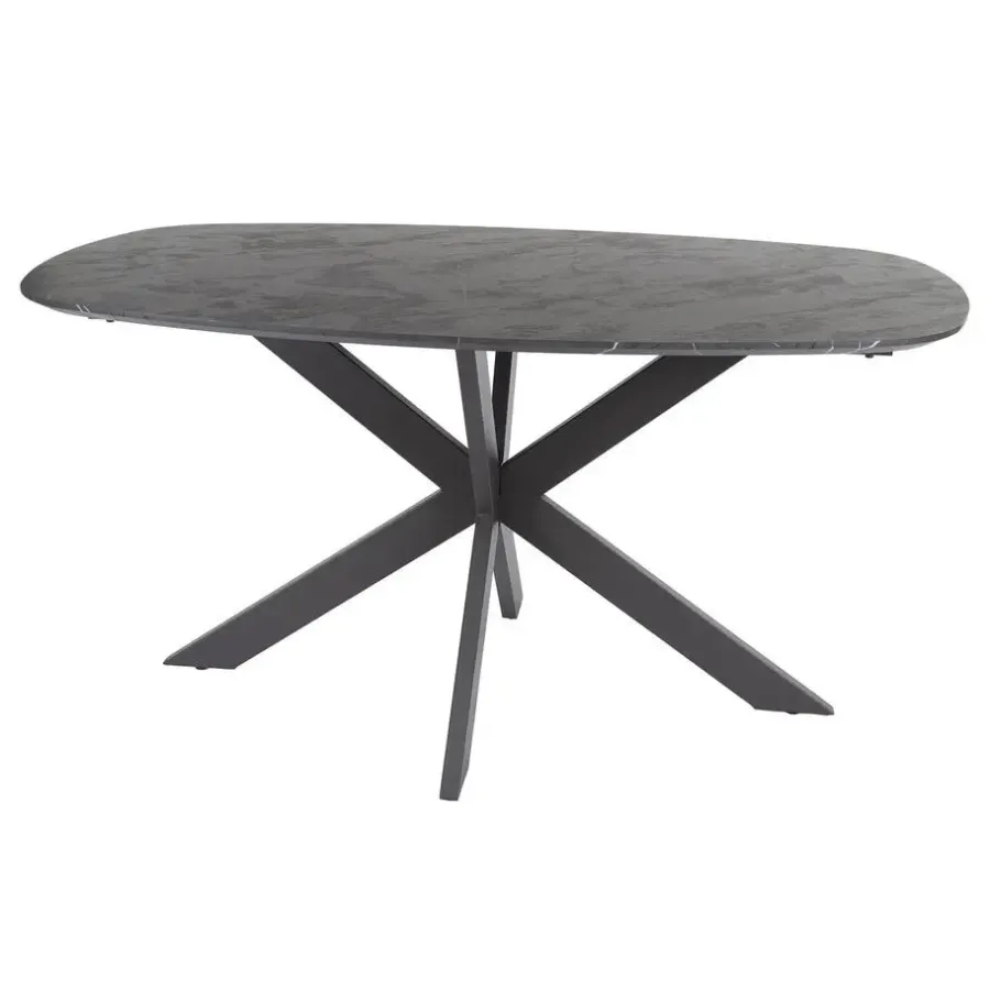 Giga Living Eettafel Zwart Marmerlook - 150x90x76cm - Deens Ovaal
