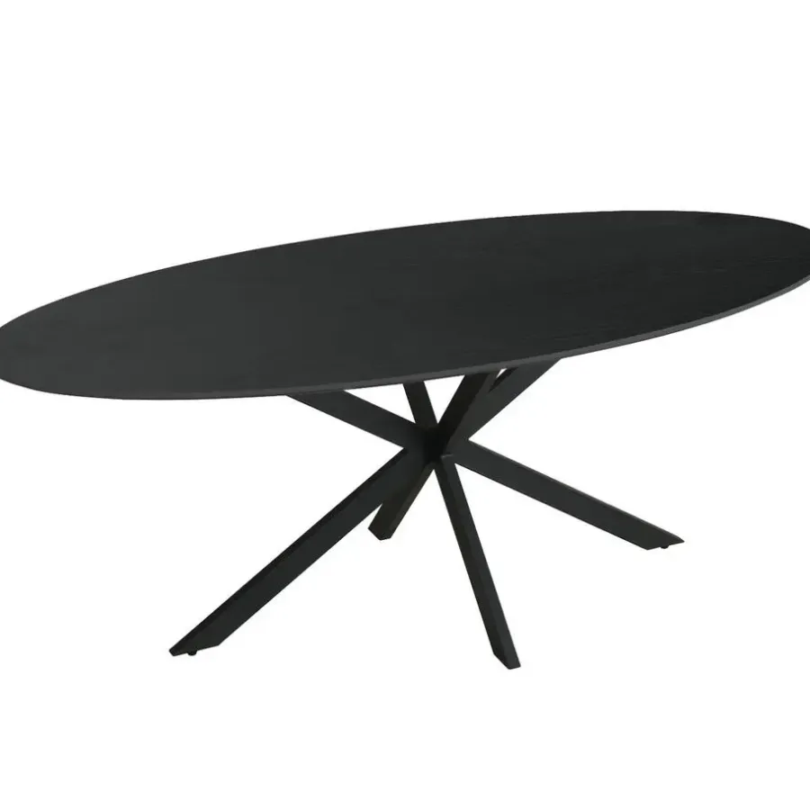 Giga Meubel Eettafel Zwart Ovaal Melamine - 200x100x75cm - 4-6 Personen - Jax