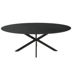Giga Meubel Eettafel Zwart Ovaal Melamine - 200x100x75cm - 4-6 Personen - Jax