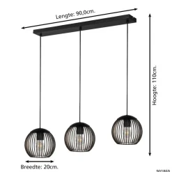 Hanglampen-EGLO Almanzora Hanglamp - E27 - 90 cm - Staal - Zwart/Koper