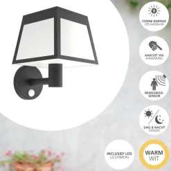 Wandlampen-EGLO Altilia Solar Wandlamp - LED - 20 cm - Zwart/Wit