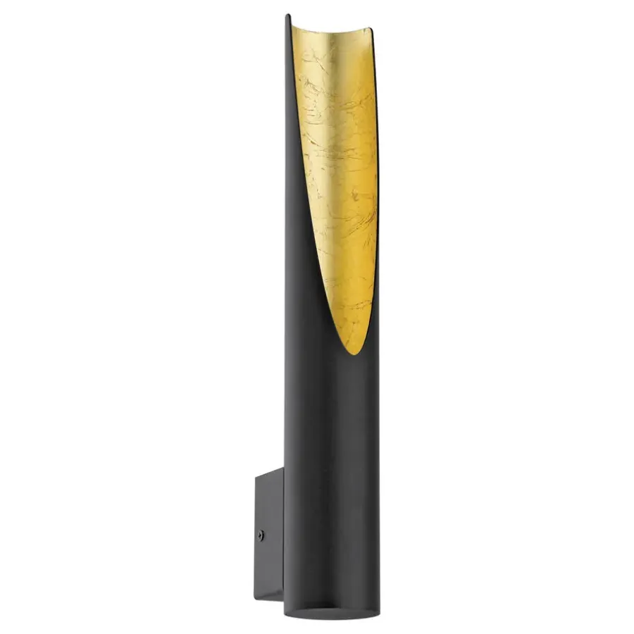 EGLO Barbotto Wandlamp - 1-lichts - GU10 - 39 cm - Zwart/Goud