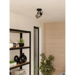 Spots-EGLO Berregas Spot - E27 - Rookglas - Zwart