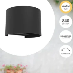 Wandlampen-EGLO Calpino 3 Wandlamp - LED - IP54 - Binnen/- Zwart