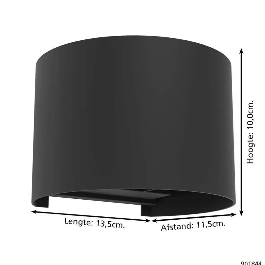 Wandlampen-EGLO Calpino 3 Wandlamp - LED - IP54 - Binnen/- Zwart