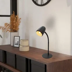 Bureaulampen|Bureaulampen-EGLO Carlo Tafellamp - Bureaulamp - E14 - 46 cm - Zwart - Kantelbaar