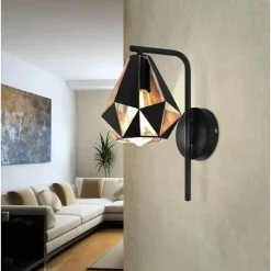 Wandlampen-EGLO Carlton 4 Wandlamp - E27 - 16 cm - Zwart/Koper