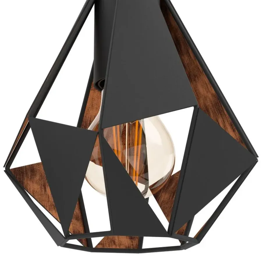 Wandlampen-EGLO Carlton 4 Wandlamp - E27 - 16 cm - Zwart/Koper