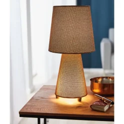 EGLO Carpara Tafellamp - E14 - H 34 cm - Textiel/Linnen - Wit/Bruin