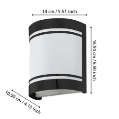EGLO Cerno Wandlamp - E27 - Glas - Zwart/Wit