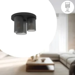EGLO Colomera Plafondlamp - E27 - Ø 35 cm - Zwart/Mat Grijs