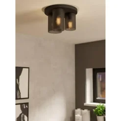 EGLO Colomera Plafondlamp - E27 - Ø 35 cm - Zwart/Mat Grijs