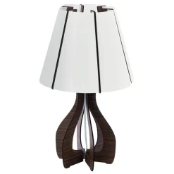Tafellampen-EGLO Cossano Tafellamp - E27 - Kunststof/Hout - Wit/Bruin