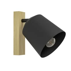 Wandlampen-EGLO Cotorro Wandlamp - E27 - 14.5 cm - Zwart/Bruin
