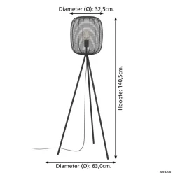 Staande Lampen-EGLO Derwen Vloerlamp - E27 - Metaal - Zwart