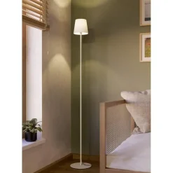 Staande Lampen-EGLO Fiorana Vloerlamp - E14 - Hoogte 140,5 cm - Zandkleur/Wit