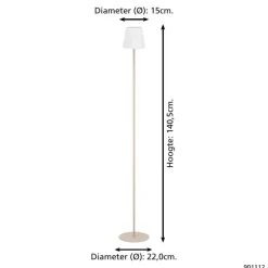Staande Lampen-EGLO Fiorana Vloerlamp - E14 - Hoogte 140,5 cm - Zandkleur/Wit