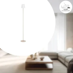 Staande Lampen-EGLO Fiorana Vloerlamp - E14 - Hoogte 140,5 cm - Zandkleur/Wit
