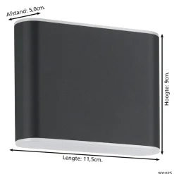 EGLO Grutti Wandlamp - LED - 11,5 cm - Antraciet