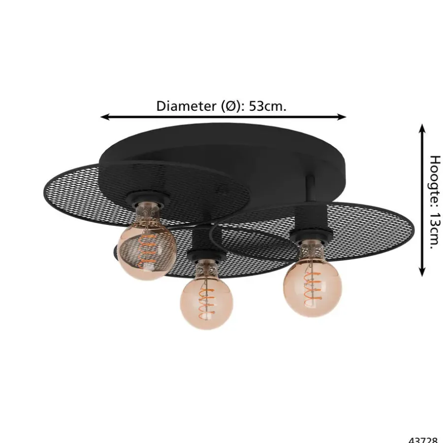 EGLO Ikeston Plafondlamp - E27 - Ø 53 cm - Zwart - Staal