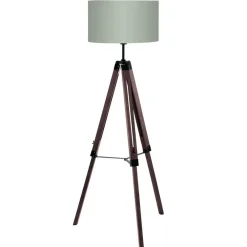 Staande Lampen-EGLO Lantada Vloerlamp - E27 - 143 cm - Noten/Taupe