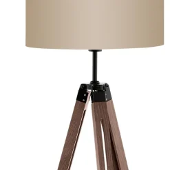 Staande Lampen-EGLO Lantada Vloerlamp - E27 - 143 cm - Noten/Taupe