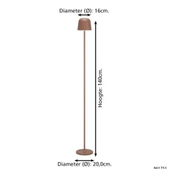Staande Lampen-EGLO Mannera-L Staande lamp - USB-C - H 140 cm - Roestbruin