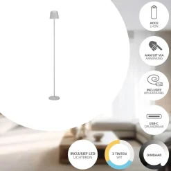 Staande Lampen-EGLO Mannera-L Staande lamp - USB-C - H 140 cm - Grijs