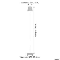 Staande Lampen-EGLO Mannera-L Staande lamp - USB-C - H 140 cm - Grijs