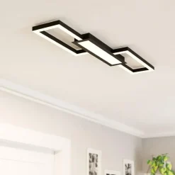 Plafondlampen-EGLO Monirote Plafonnière - LED - 78 cm - Zwart