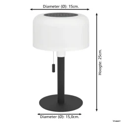 Tafellampen-EGLO Montapalma Tafellamp buiten - LED - Zwart, Wit