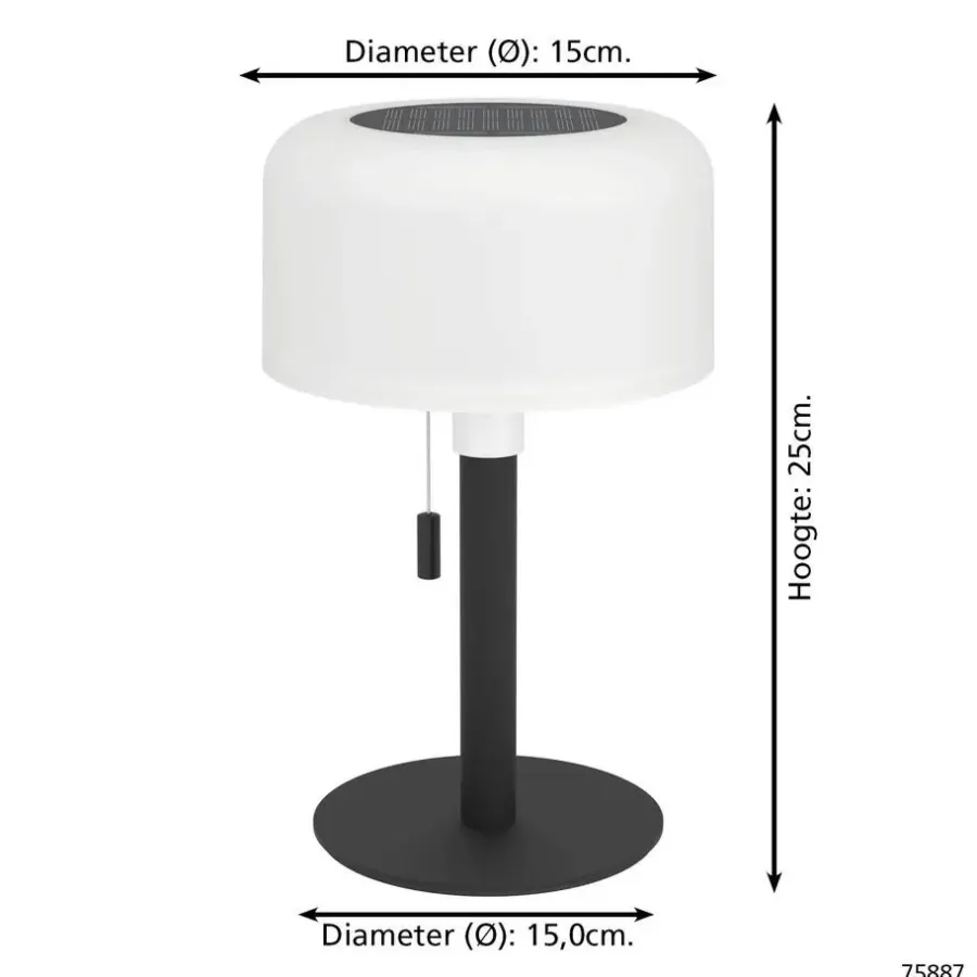 Tafellampen-EGLO Montapalma Tafellamp buiten - LED - Zwart, Wit