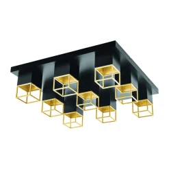 Plafondlampen-EGLO Montebaldo Plafonnière - GU10 - Staal - Zwart/Goud
