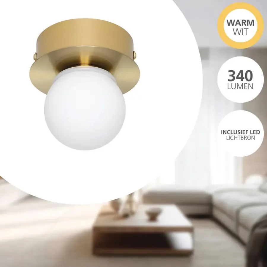EGLO Mosiano plafondlamp - LED - Ø 11 cm - Goud/Wit